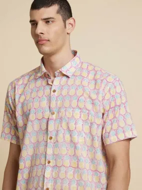 Purple Pineapple Handblock Printed Shirt