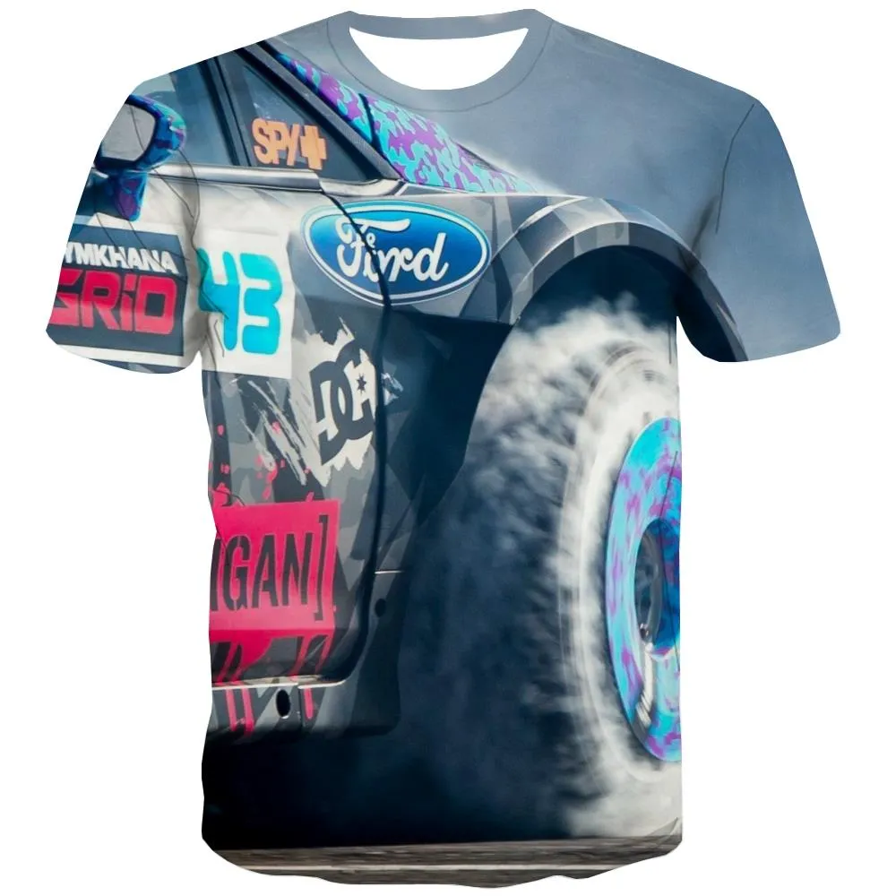 Racing Car T shirts Men Metal Tshirts Casual City Tshirt Printed Gray Tshirts Novelty Retro T-shirts 3d