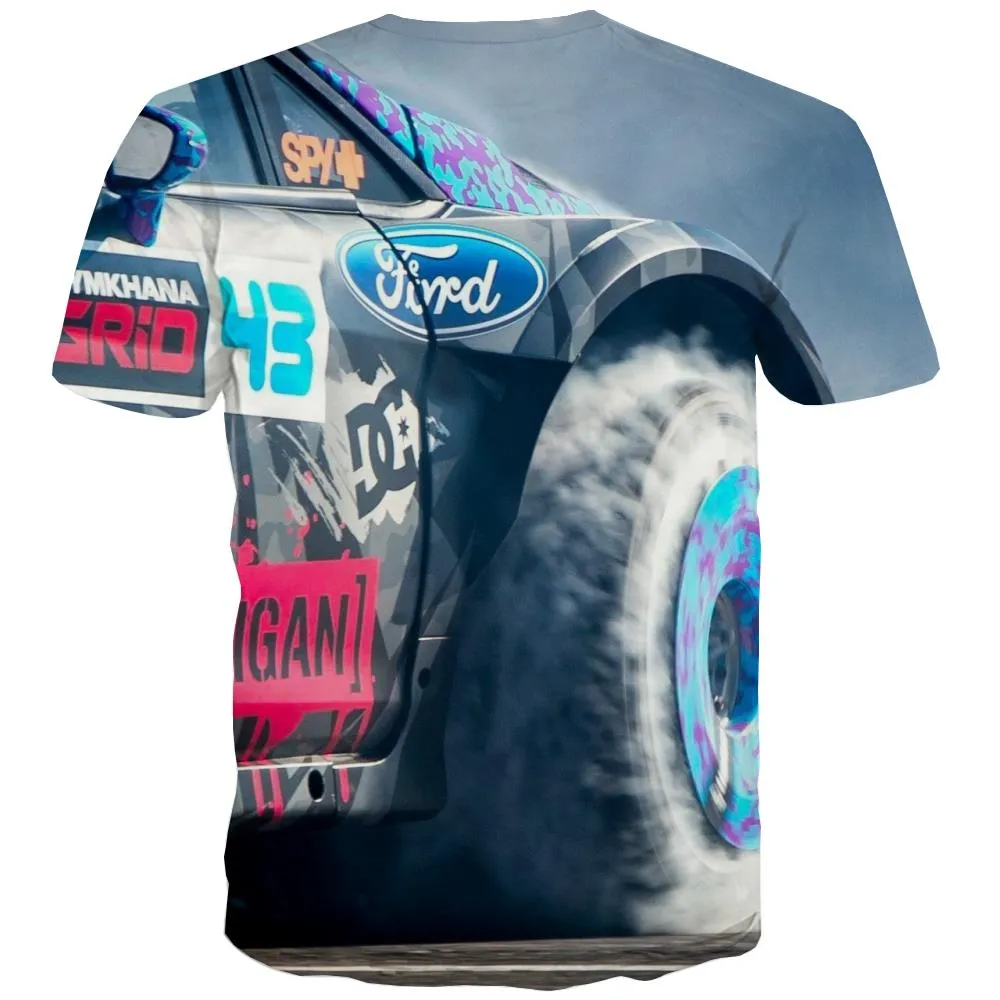 Racing Car T shirts Men Metal Tshirts Casual City Tshirt Printed Gray Tshirts Novelty Retro T-shirts 3d