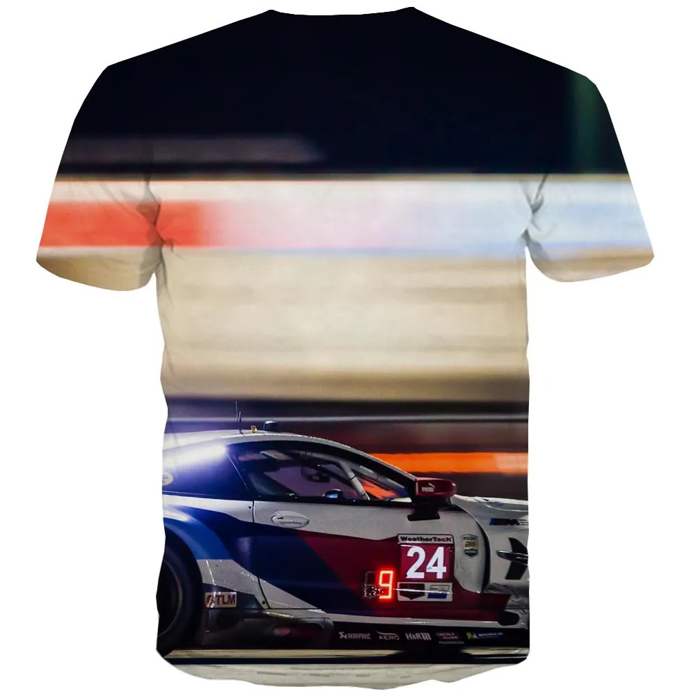 Racing Car T shirts Men Metal Tshirts Novelty City Tshirts Cool Gray T shirts Funny Retro T-shirts 3d