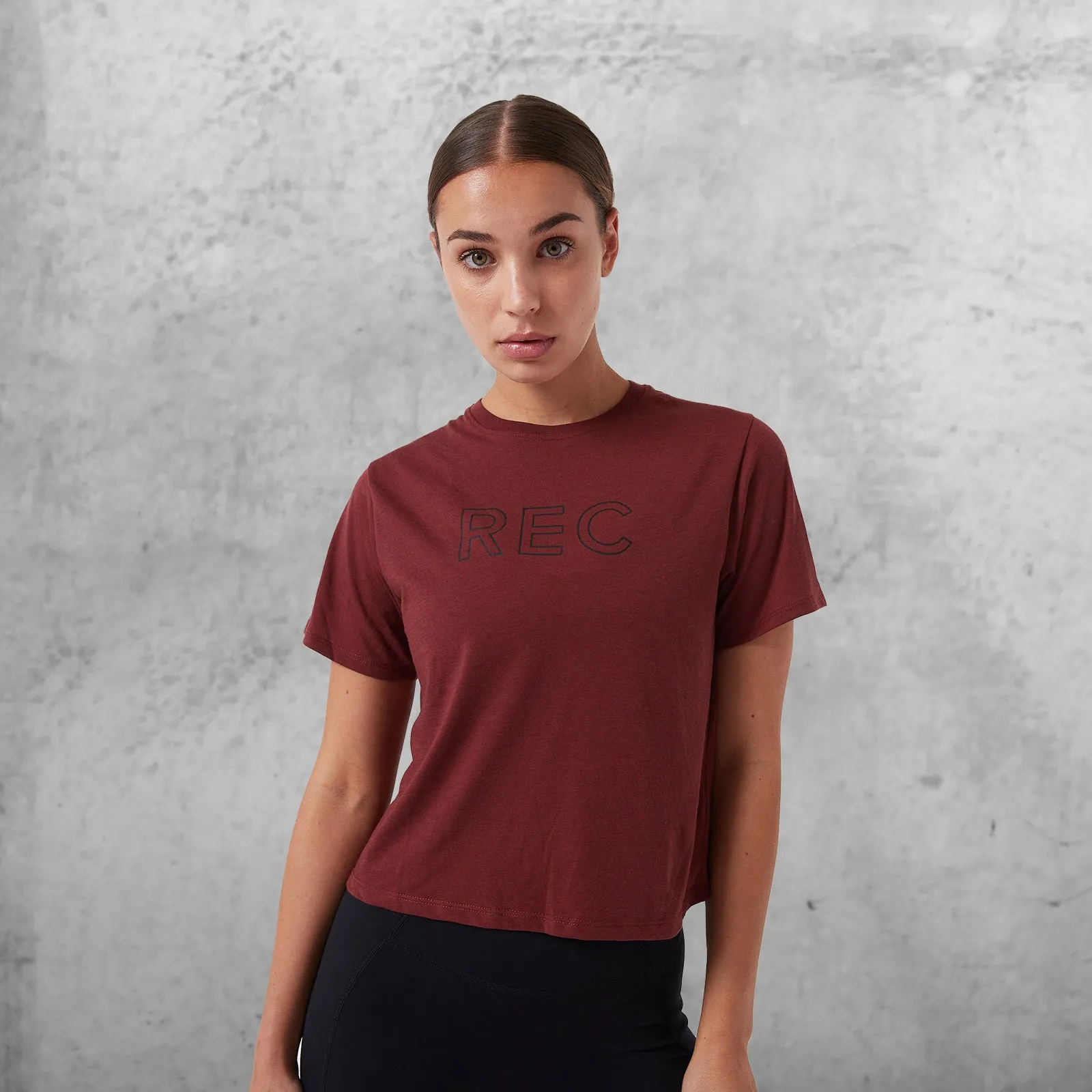 REC GEN - Women's Oxy Edge Crop Tee - Dk Cherry