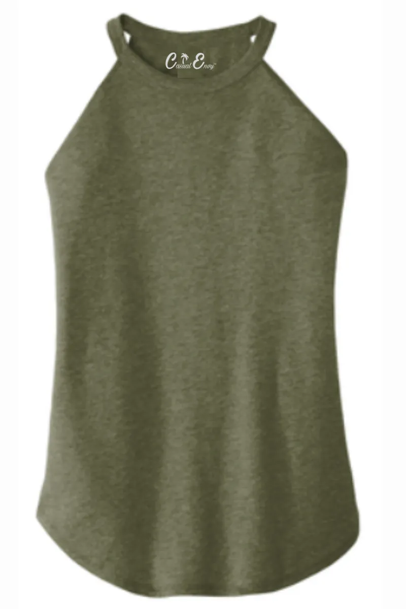 Rocker Tank - High Neck Tank Top Plain - 7 Colors