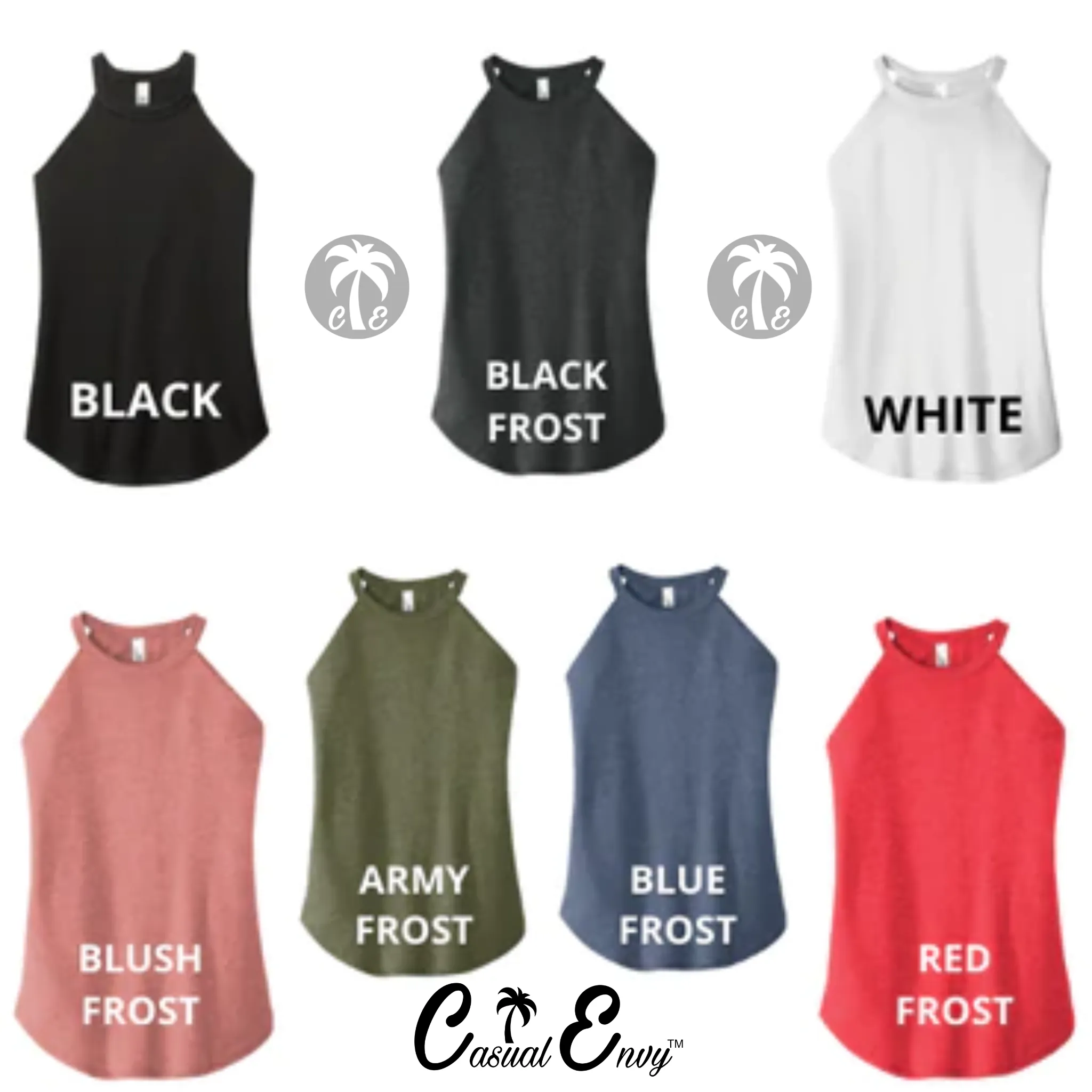 Rocker Tank - High Neck Tank Top Plain - 7 Colors