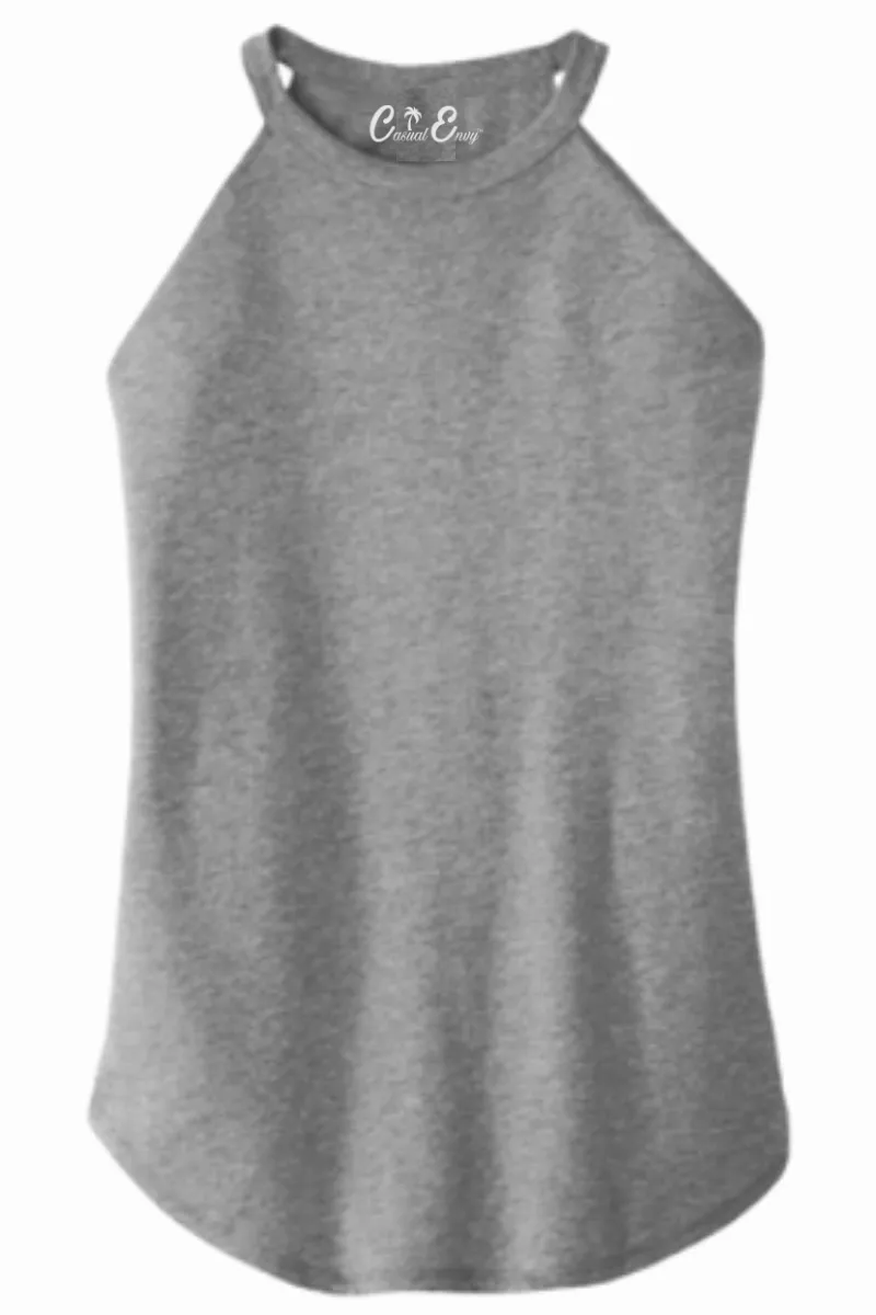 Rocker Tank - High Neck Tank Top Plain - 7 Colors