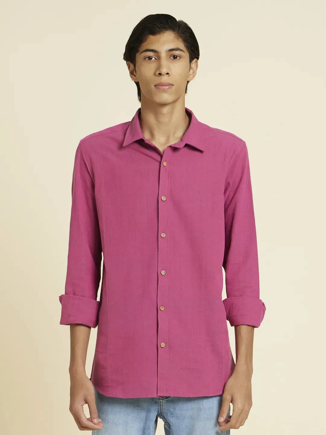 Rose Violet Handloom Shirt