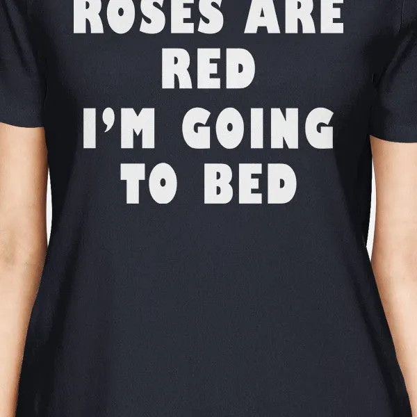 Roses Are Red Womens Navy T-shirt Unique Design Short Sleeve Shirt