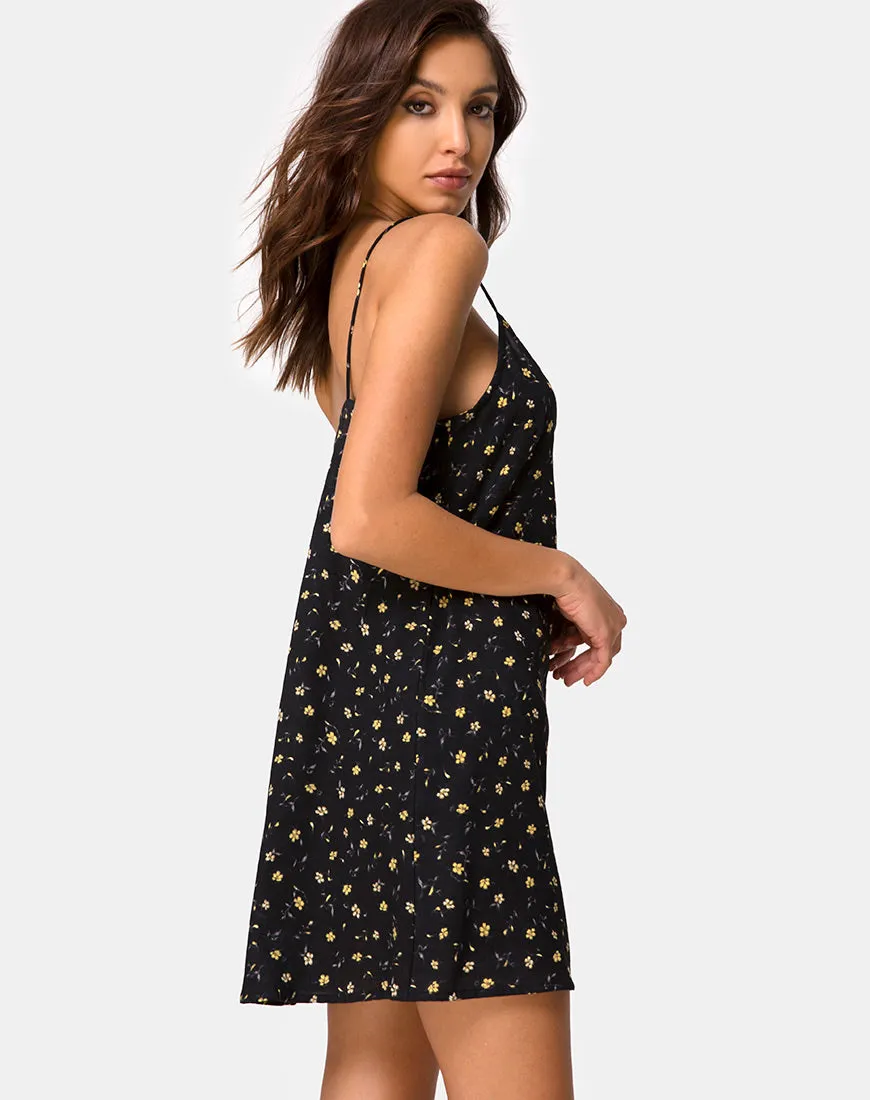 Sanna Slip Dress in Pretty Petal Black