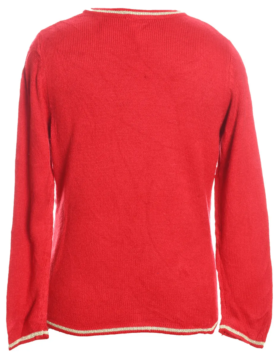 Santa Claus Red Knit Christmas Jumper - S