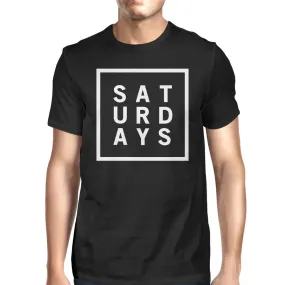 Saturdays Men's Black Shirts Short Sleeve Tee Typographic Print