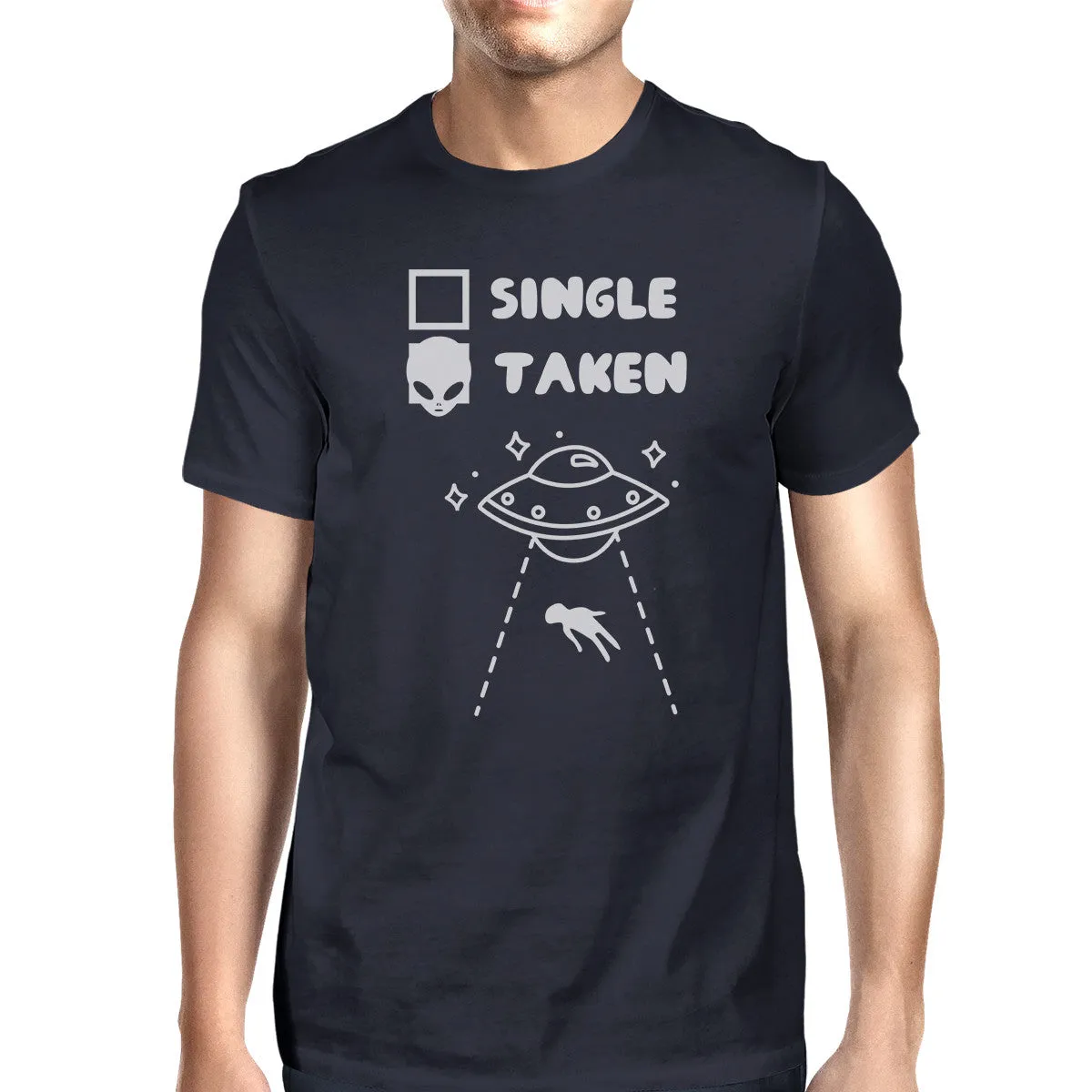 Single Taken Alien Men's Navy Crewneck Cotton TShirt Unique Graphic