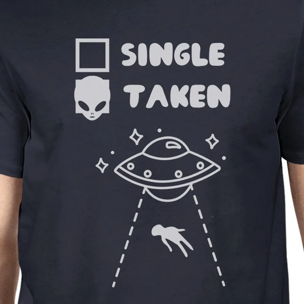 Single Taken Alien Men's Navy Crewneck Cotton TShirt Unique Graphic