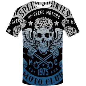 Skull T-shirt Men Feather Tshirts Cool Vintage T-shirts 3d Short Sleeve Hip hop