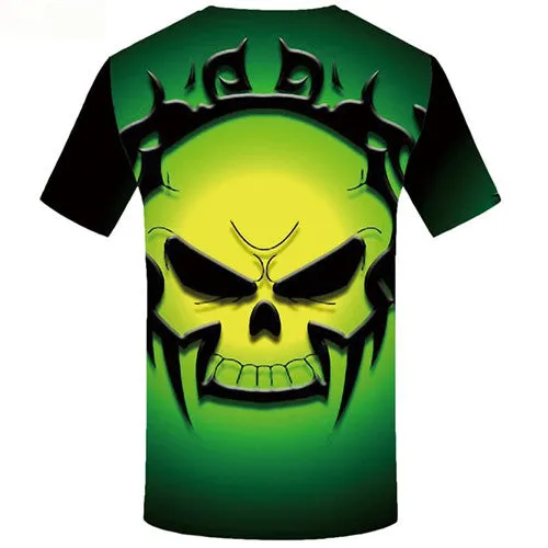 Skull T-shirt Men Green T-shirts Graphic Punk Rock Shirt Print Gothic Tshirt Anime Short Sleeve summer Men/women S-5XL Male