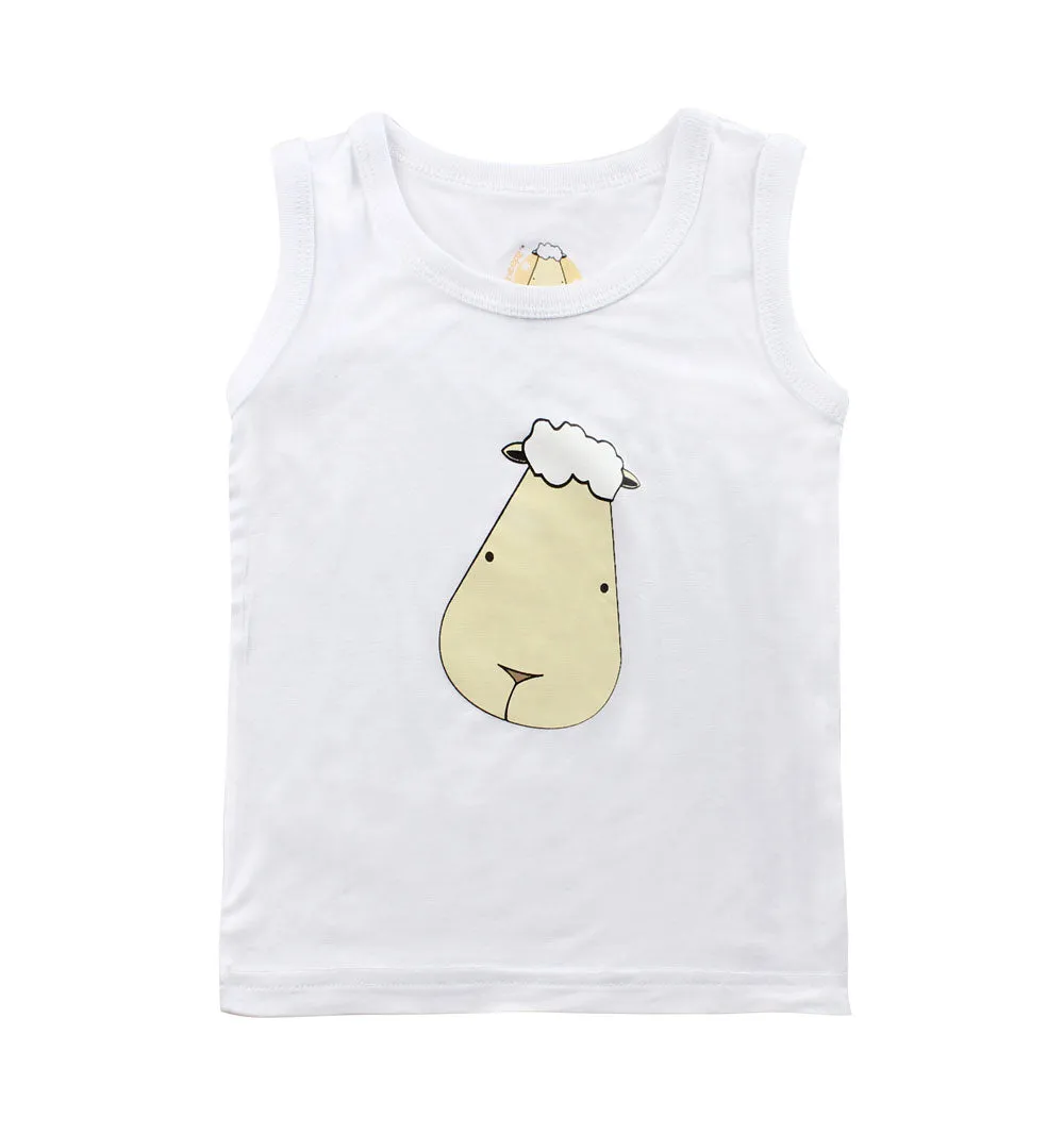 Sleeveless Shirt White Big Face