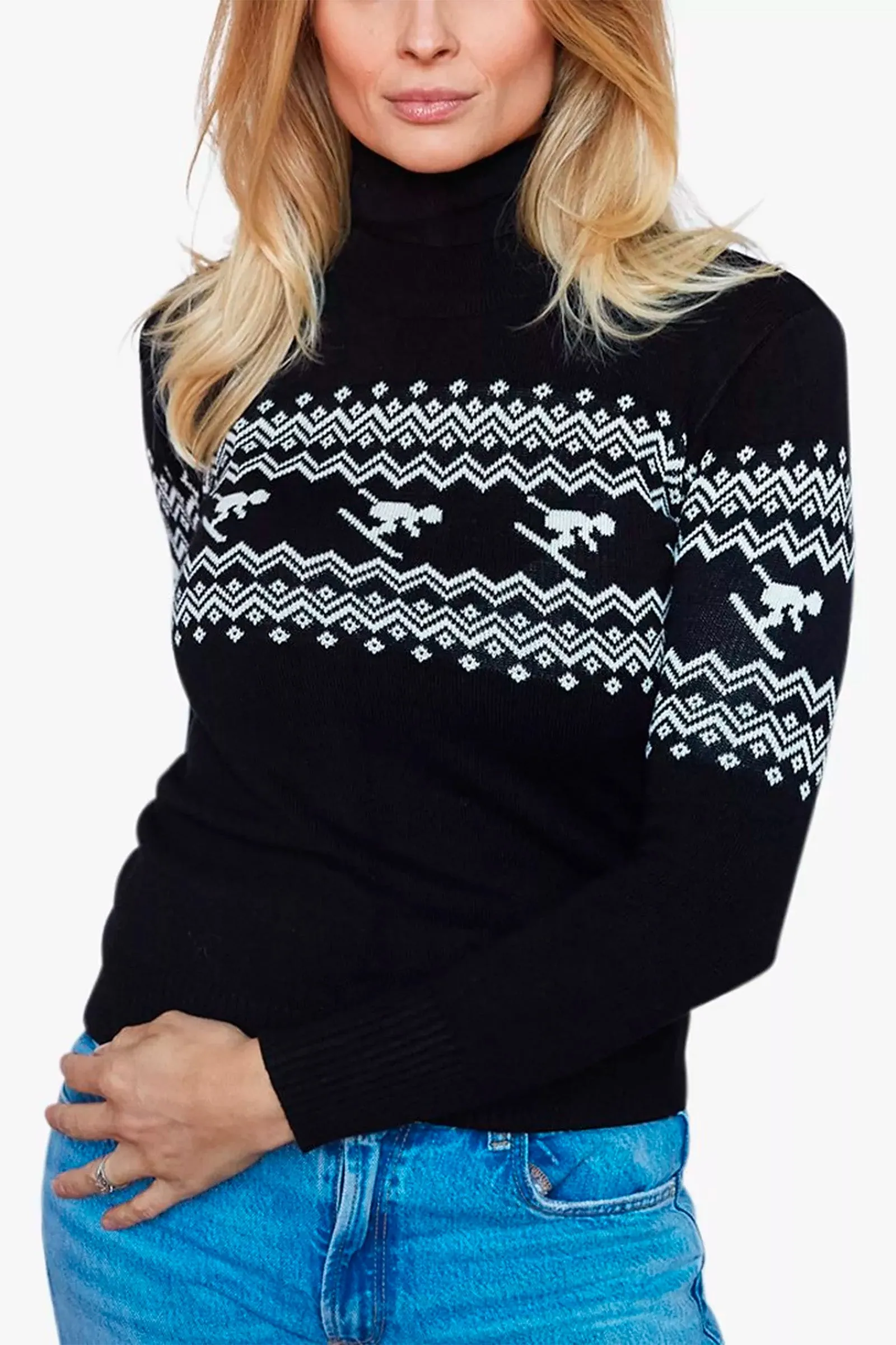 Slim Fit Ski Design Roll Neck Jumper