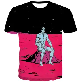 Space T-shirt Men Galaxy Tshirts Cool Universe T-shirts 3d Rock Tshirts Casual