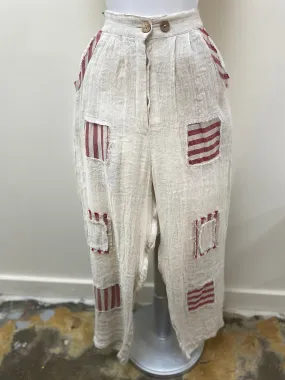 Stripe Red Patchwork Pants