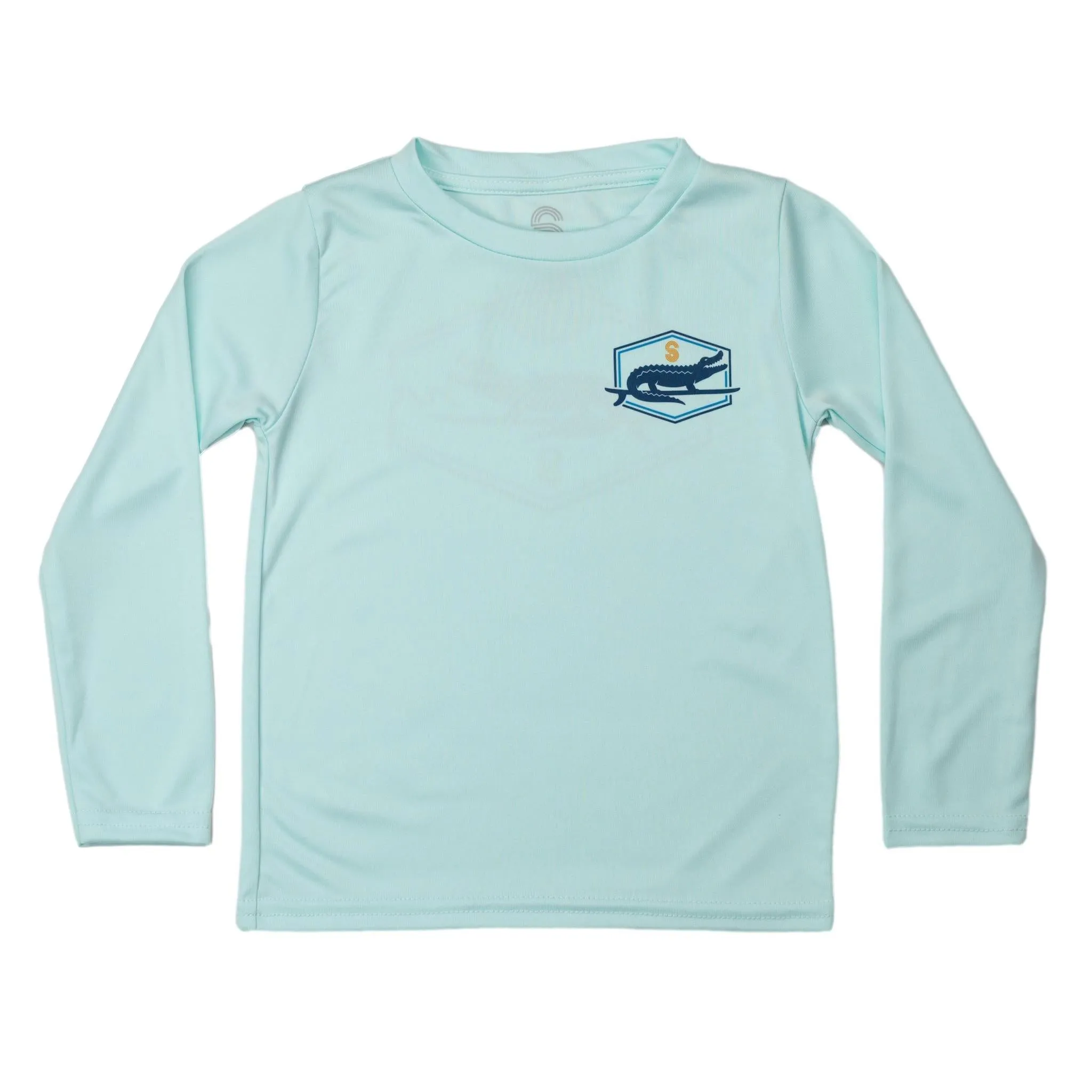 SURF GATOR BADGE TODDLER SOLAR SHIRT - SEAFOAM