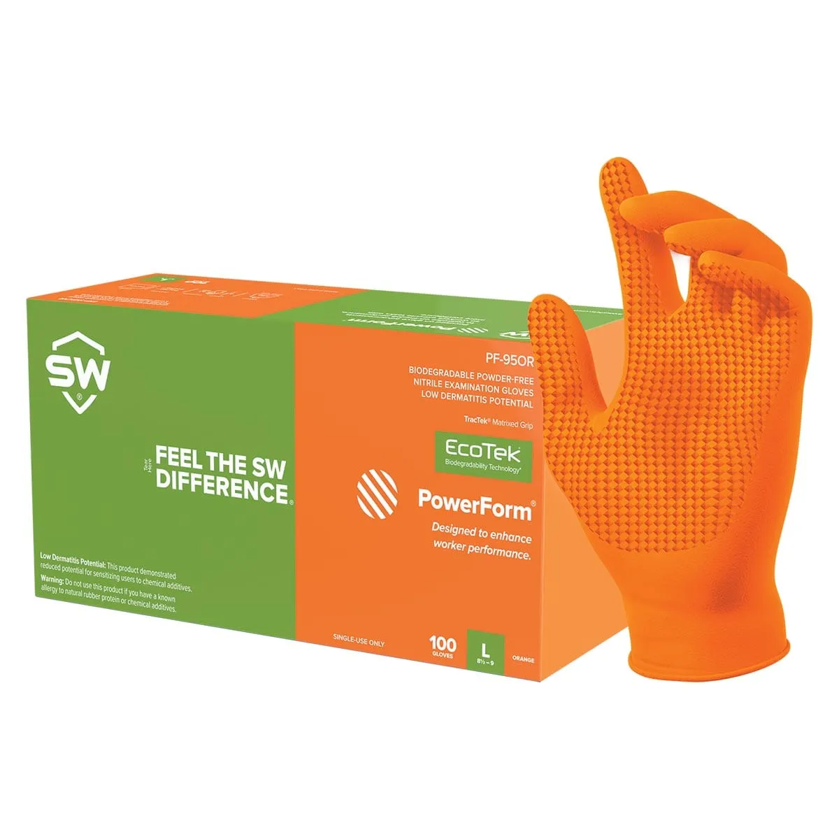 SW Sustainability EcoTek 5.1-mil Biodegradable Nitrile Glove with Tractek, 100 ct