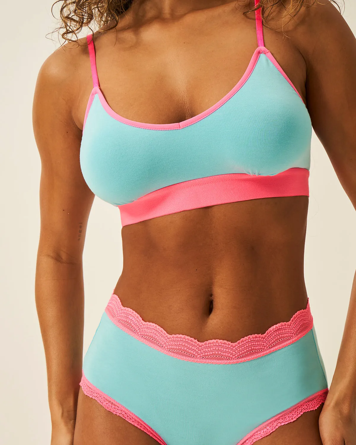 T-Shirt Bra - Electric Neon Turquoise and Pink