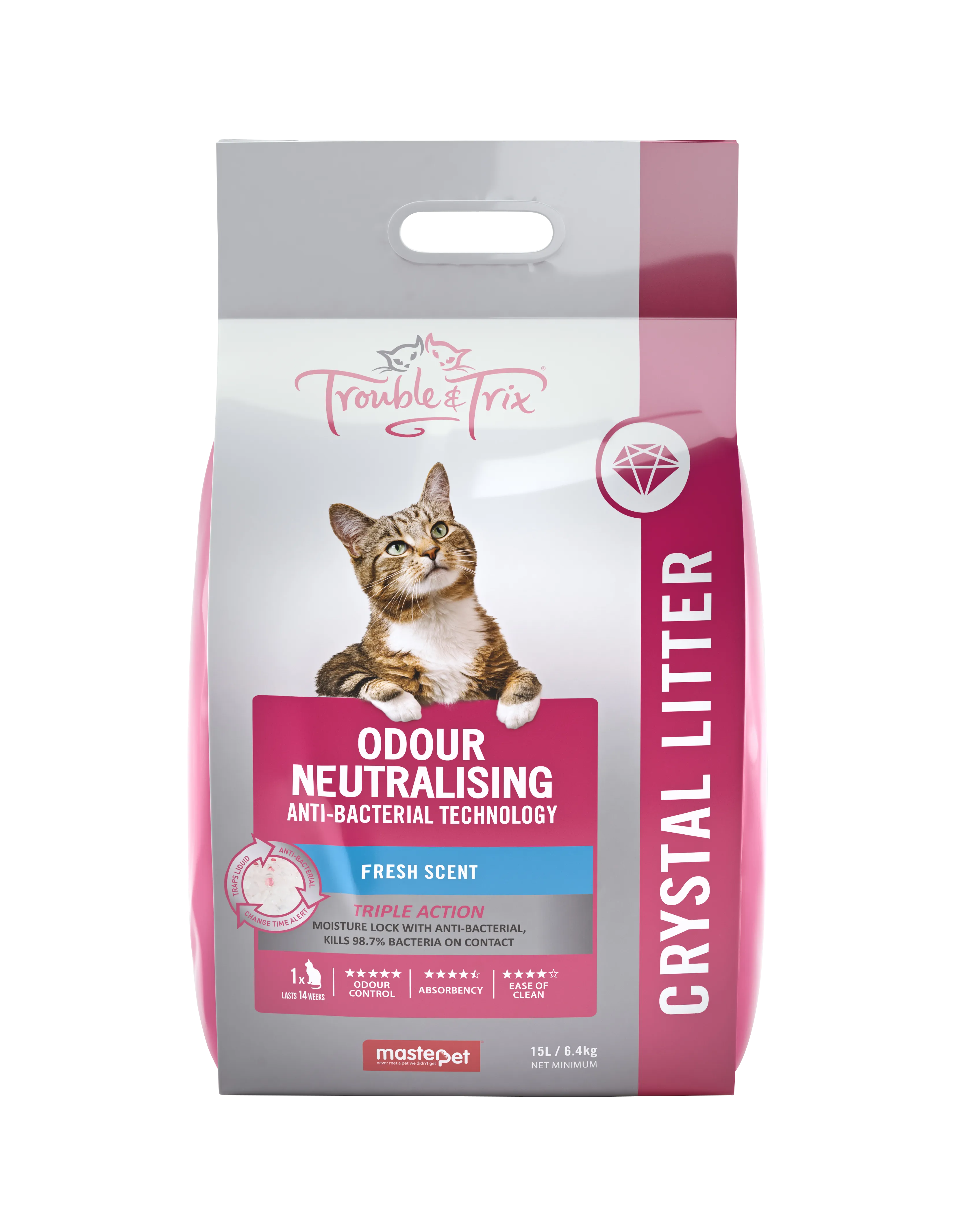 T&T Odour Neutralising Anti Bac. Cat Litter Crystals 15L