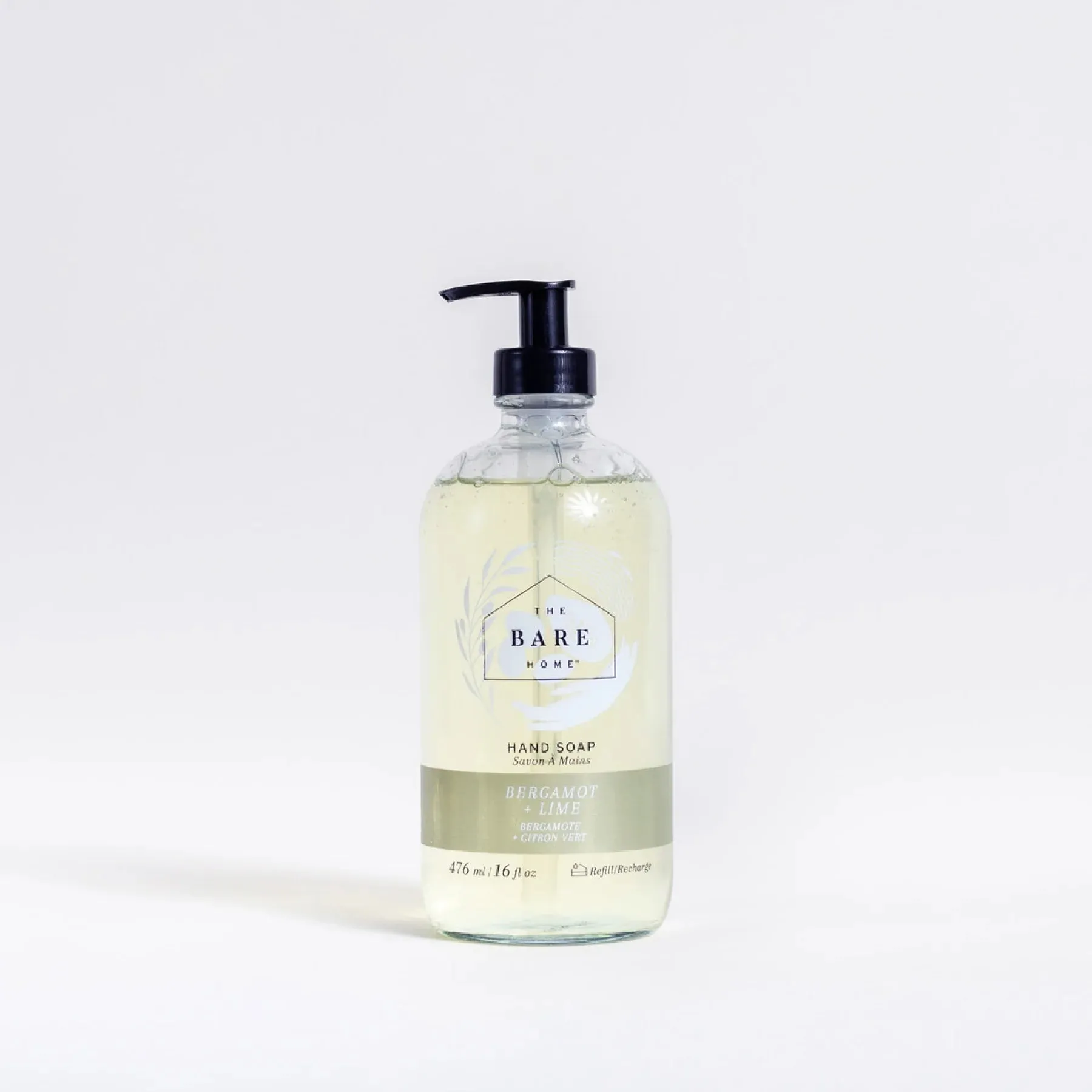 The Bare Home Hand Soap in Glass Bottle - BERGAMOT   LIME