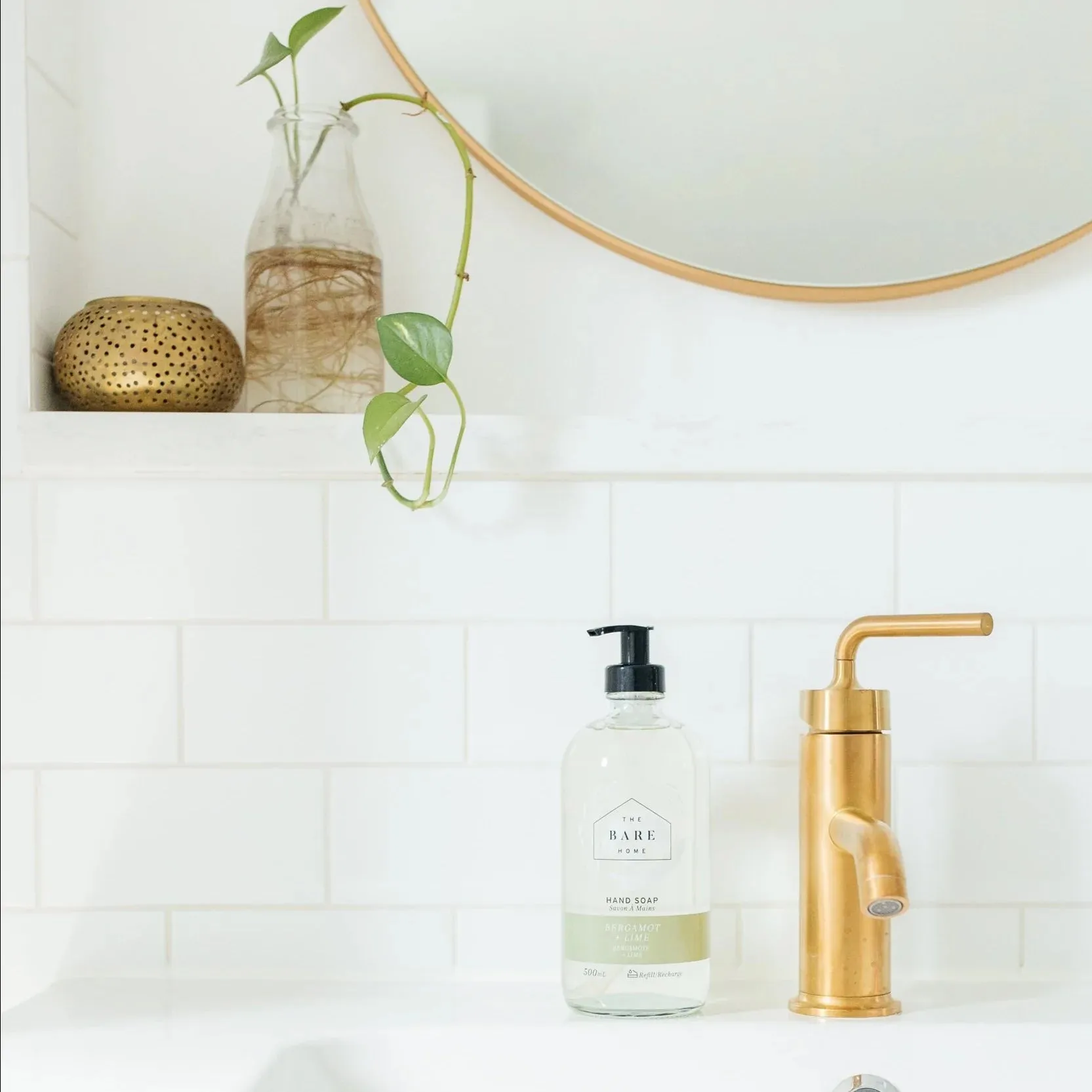 The Bare Home Hand Soap in Glass Bottle - BERGAMOT   LIME