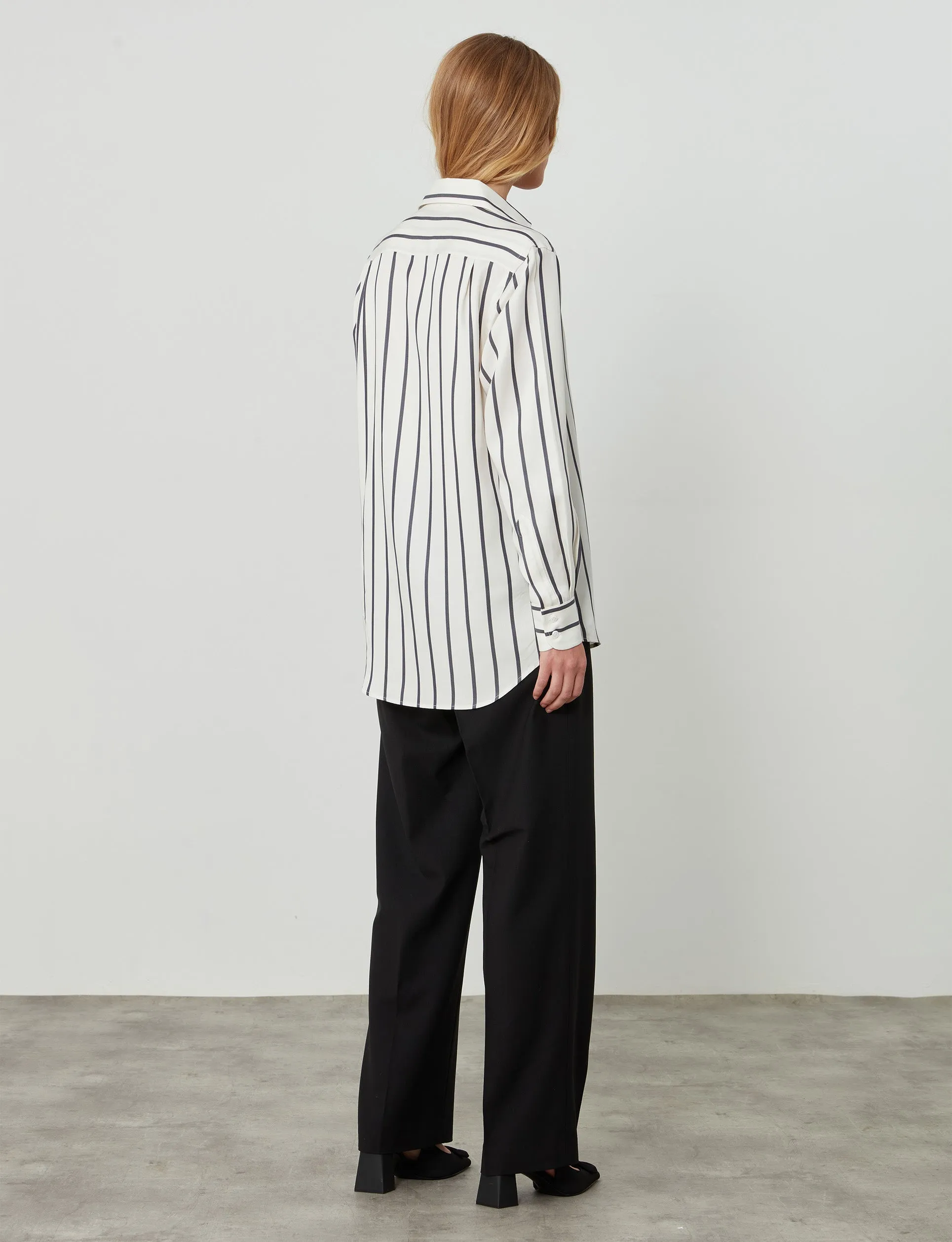 The Boyfriend: Tencel, Charcoal Stripe