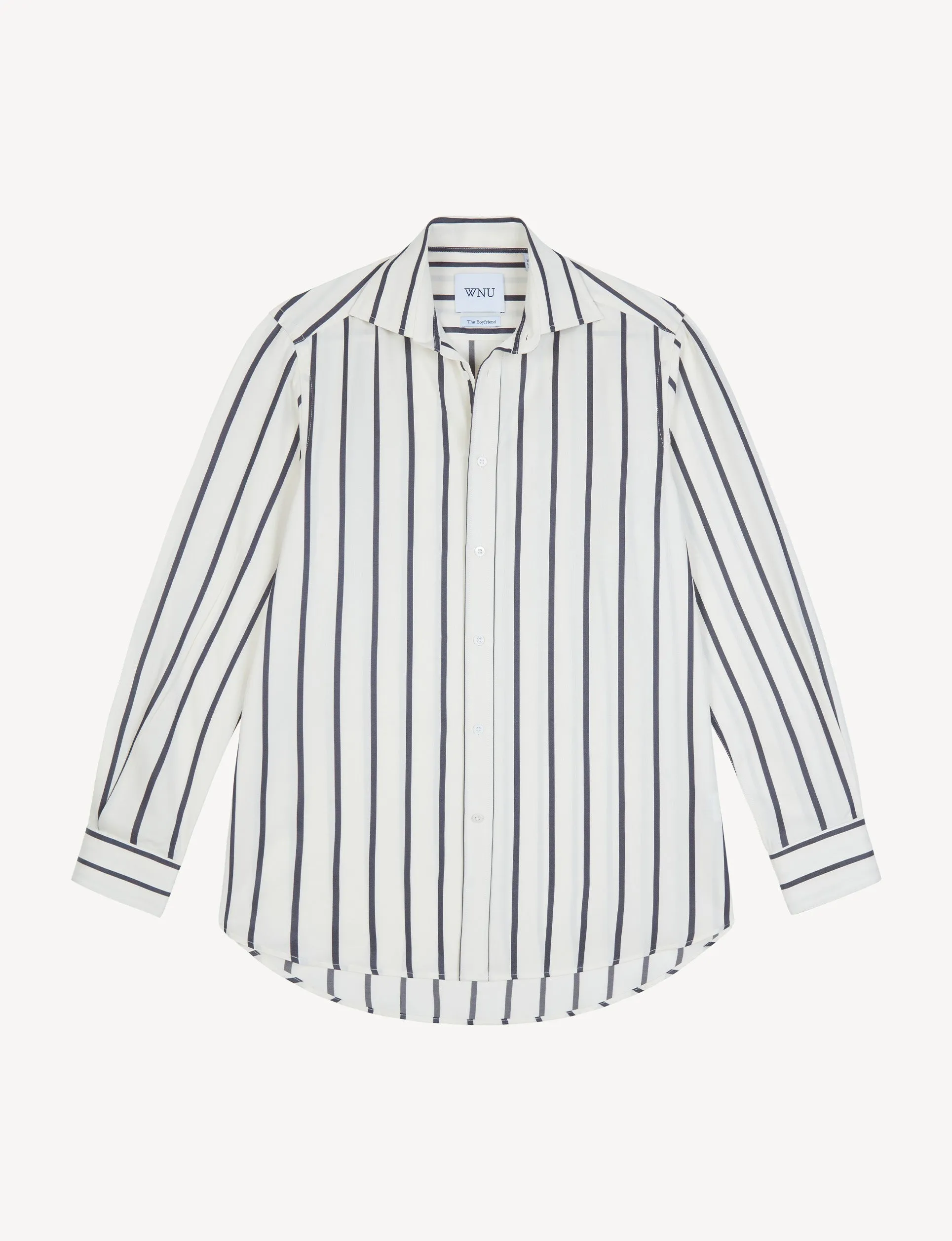 The Boyfriend: Tencel, Charcoal Stripe