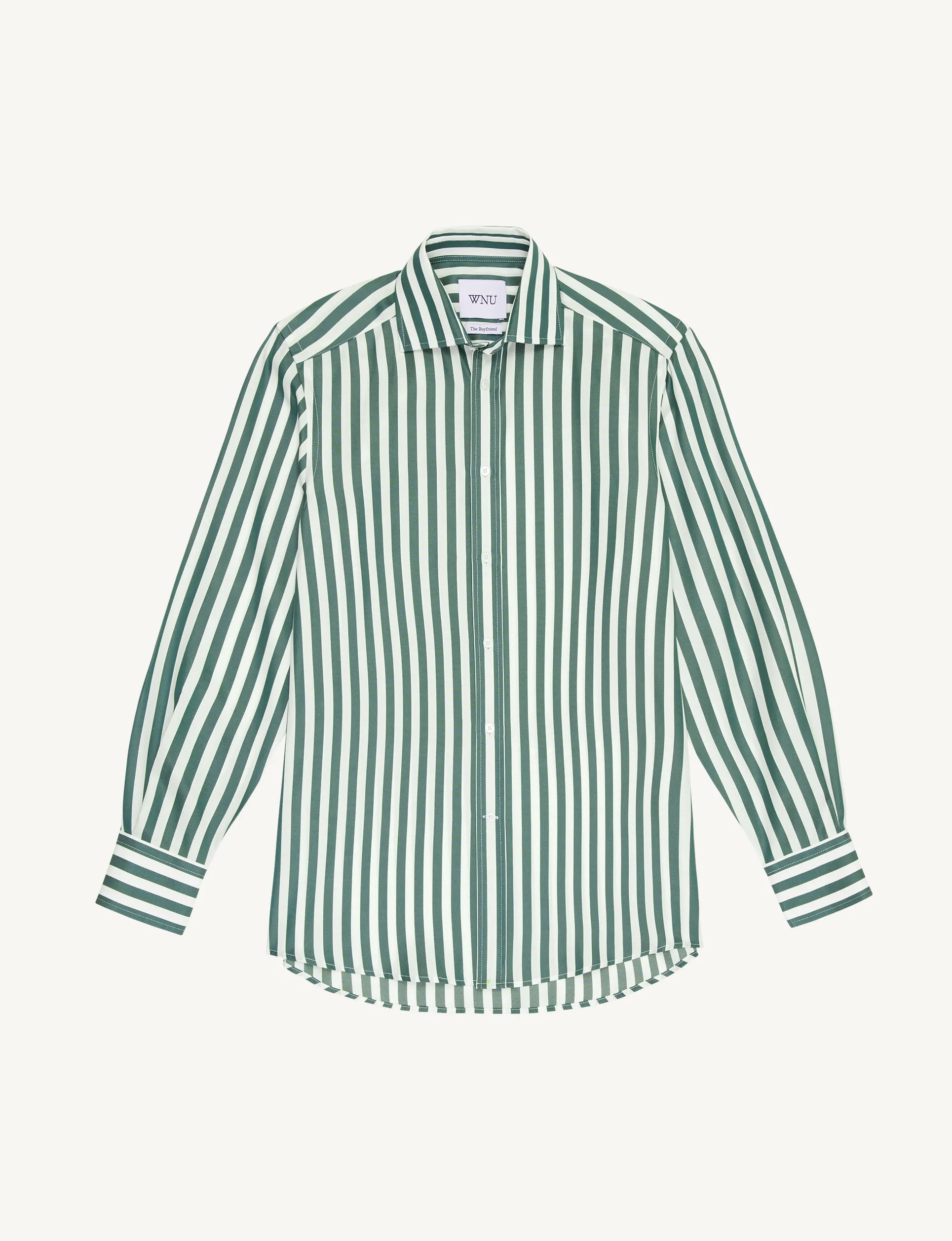 The Boyfriend: Tencel, Forest Green Stripe