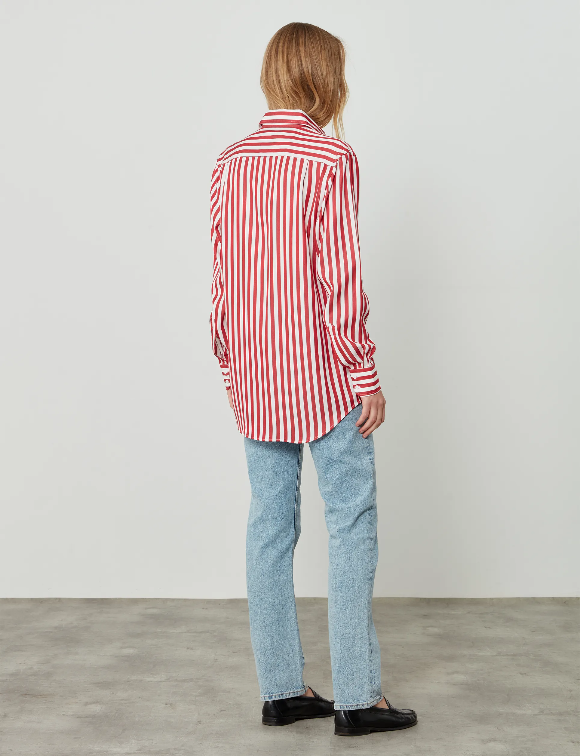 The Boyfriend: Tencel, Maple Red Stripe