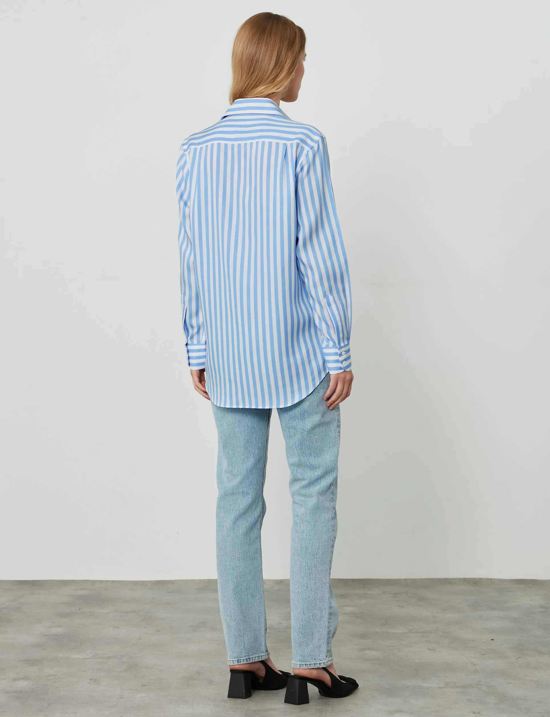 The Boyfriend: Tencel, Powder Blue Stripe