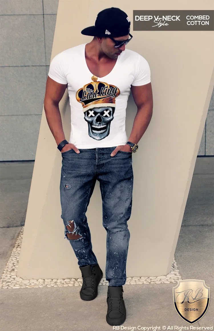 The Last King Men's T-shirt Angry Skull Golden Crown RB Design Tank Top MD493