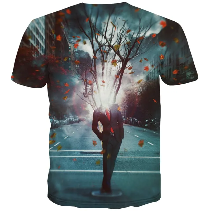 Tree T shirts Men City Tshirt Anime Technology T-shirts Graphic Abstract T shirts Funny