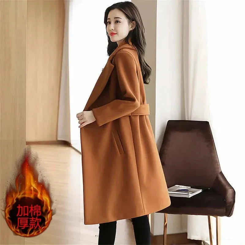 Trench Style Wool Blend Oversized Coat with Pockets