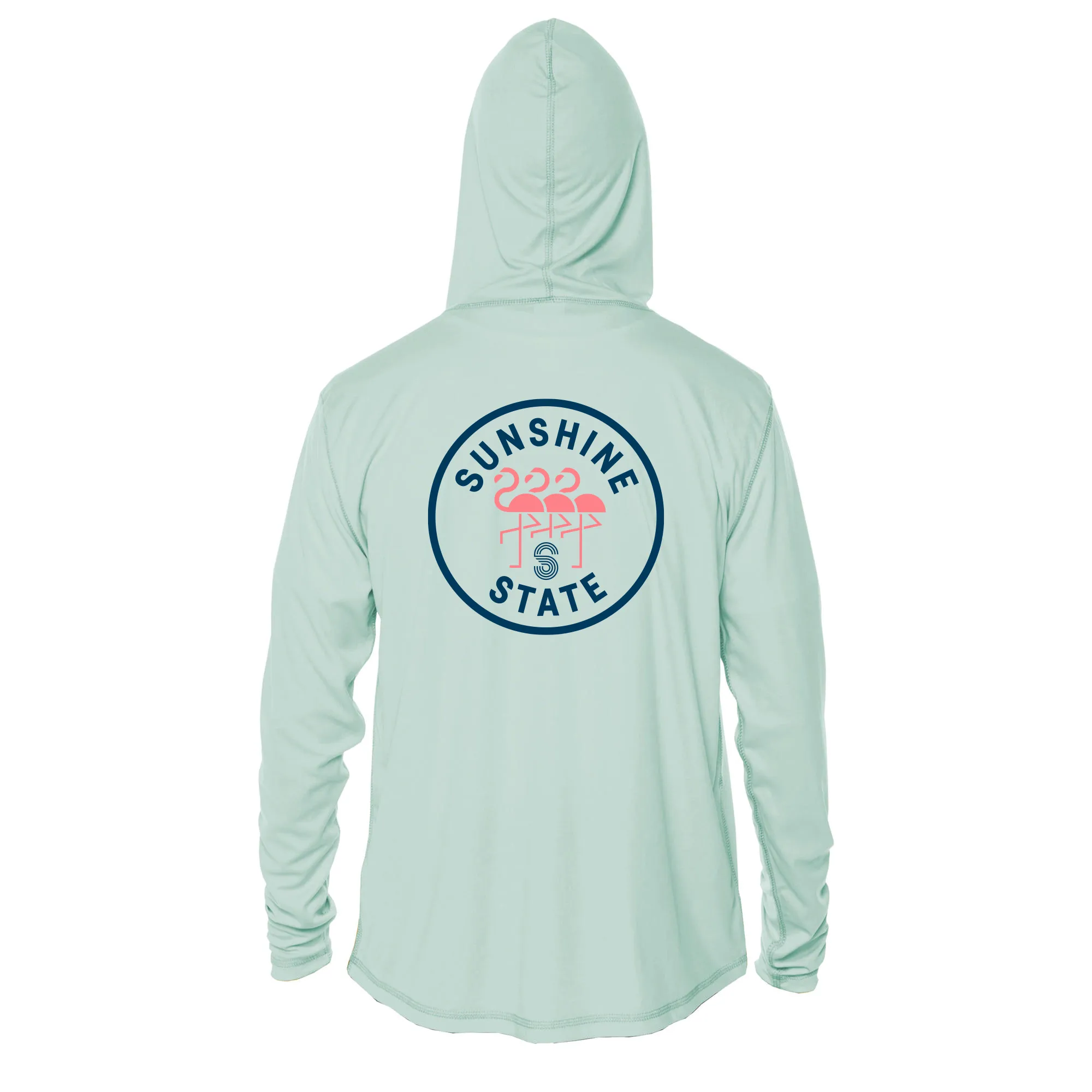 TRES FLAMINGOS UNISEX SOLAR HOODIE - SEA FOAM