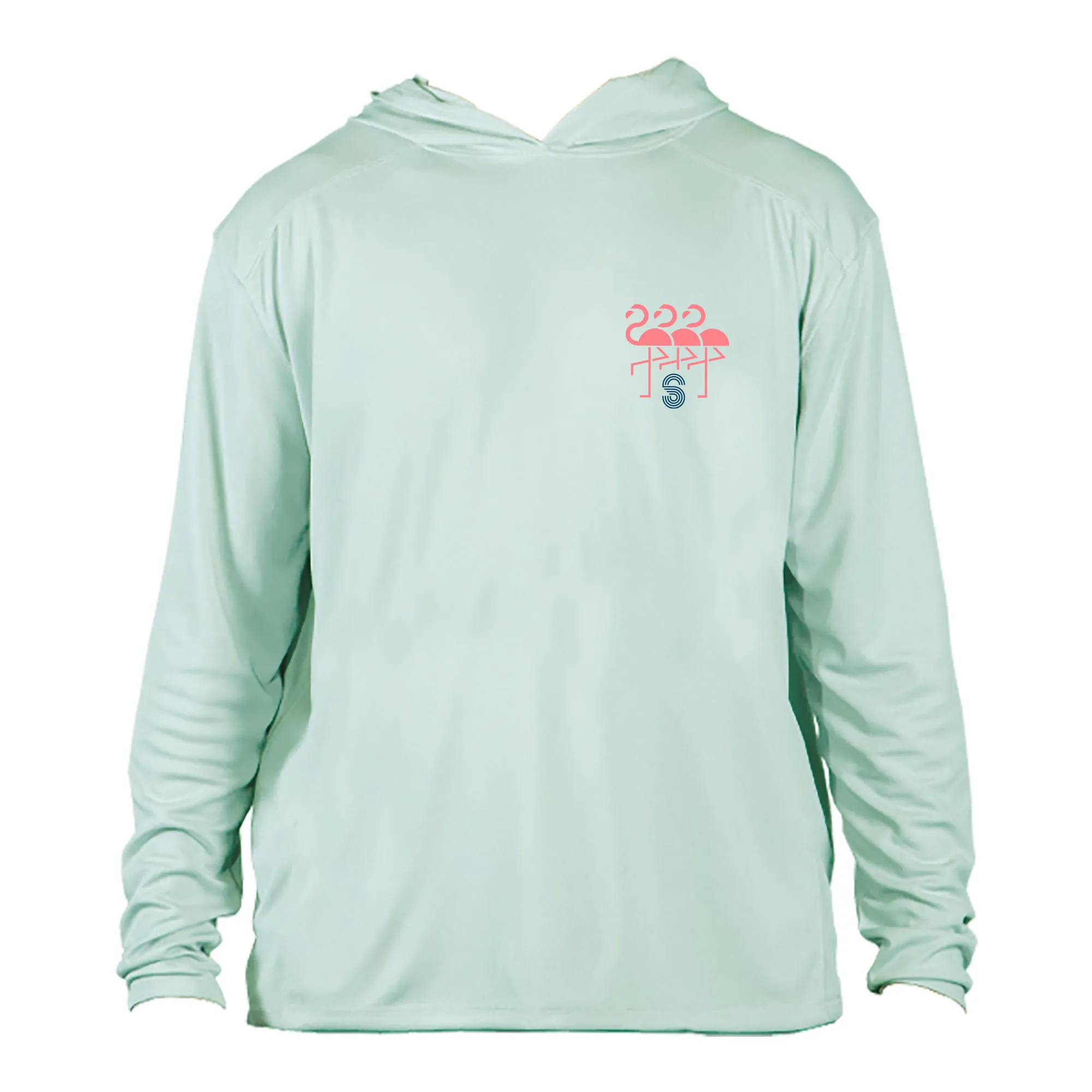 TRES FLAMINGOS UNISEX SOLAR HOODIE - SEA FOAM