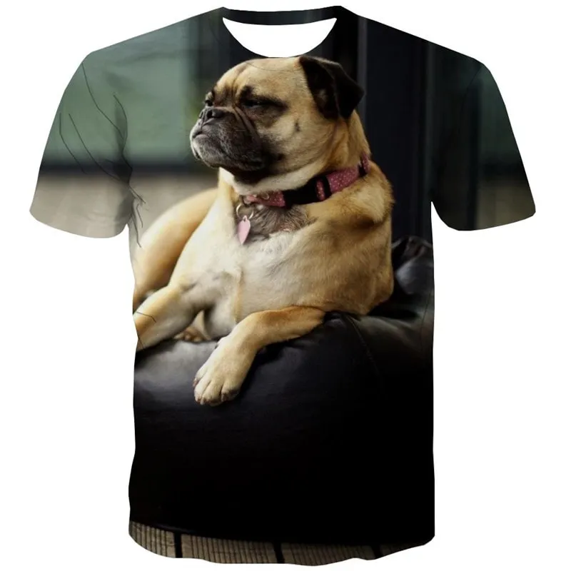 tshirt dog Puppy Cute animal Funny 3D t shirt big Smart dogs men's art costume Cool