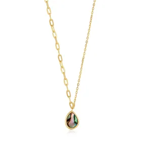 Turning Tides - Tidal Abalone Mixed Link Necklace Gold