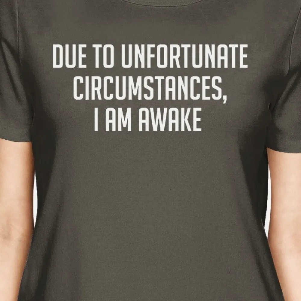 Unfortunate Circumstances Womens Cool Grey Tees Typographic Tee