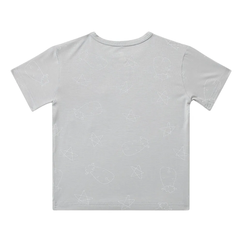 Unisex Short Sleeve T-Shirt Cute Big Star & Head Grey