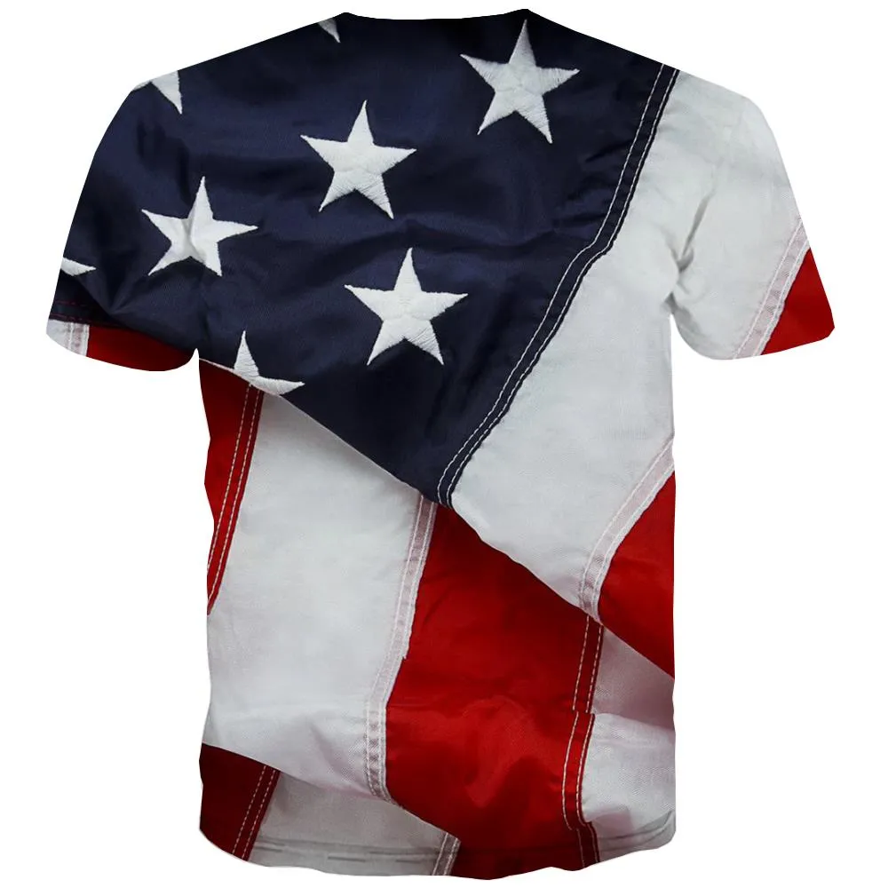 USA T-shirt Men Flag Tshirts Cool Statue Shirt Print Country Tshirts Novelty