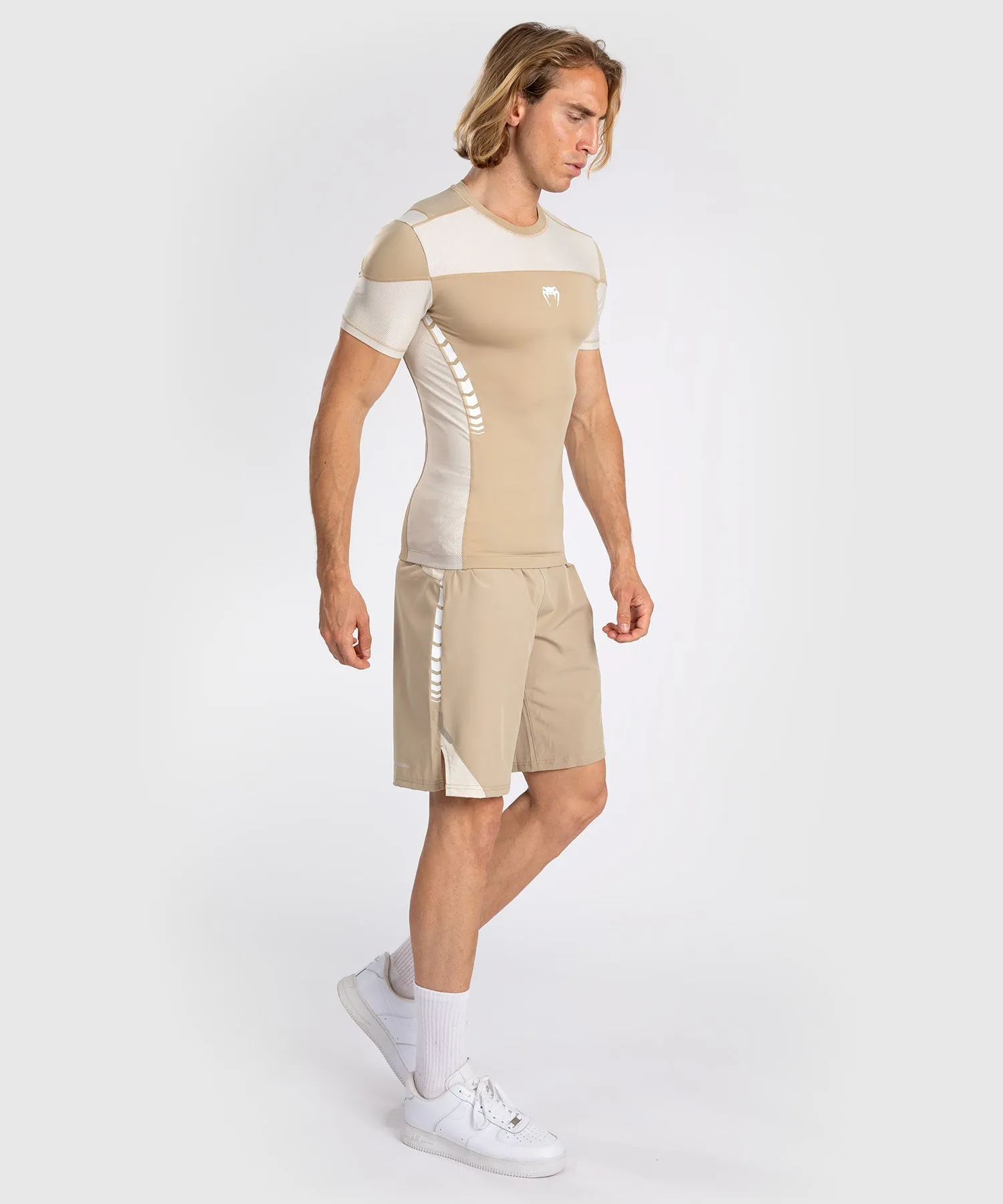 Venum Tempest Men's Short Sleeve Rashguard - Beige/Sand