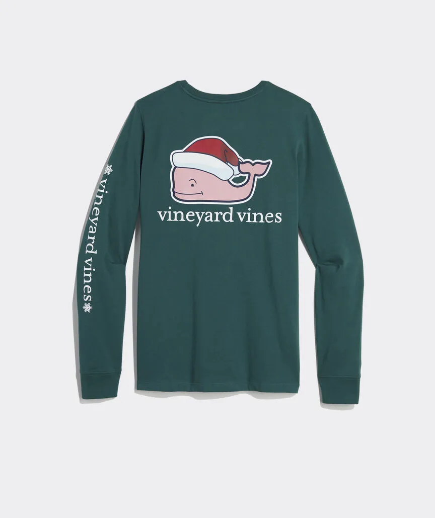 Vineyard Vines Mens Santa Whale Pocket Long Sleeve T-Shirt