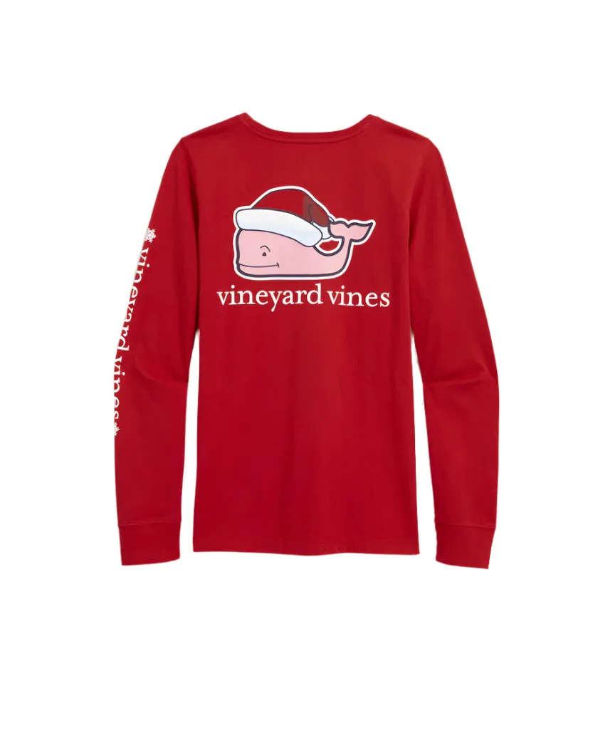 Vineyard Vines Mens Santa Whale Pocket Long Sleeve T-Shirt