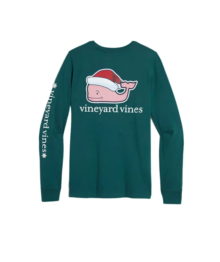 Vineyard Vines Mens Santa Whale Pocket Long Sleeve T-Shirt