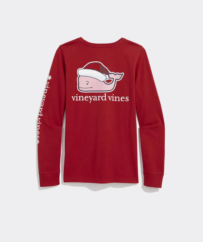 Vineyard Vines Mens Santa Whale Pocket Long Sleeve T-Shirt