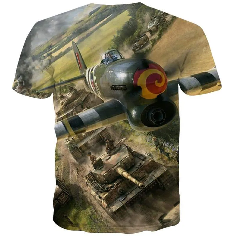 War T-shirt Men Helicopter Tshirt Printed Tank T-shirts 3d Military Shirt Print Flame Tshirts Casual