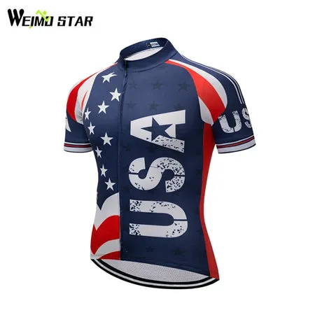 Weimostar USA Summer Bicycle Jersey America Men's Cycling Jerseys MTB Bike Jersey Male Road Bike Riding Short Sleeve Top Shirt