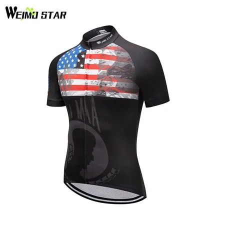 Weimostar USA Summer Bicycle Jersey America Men's Cycling Jerseys MTB Bike Jersey Male Road Bike Riding Short Sleeve Top Shirt